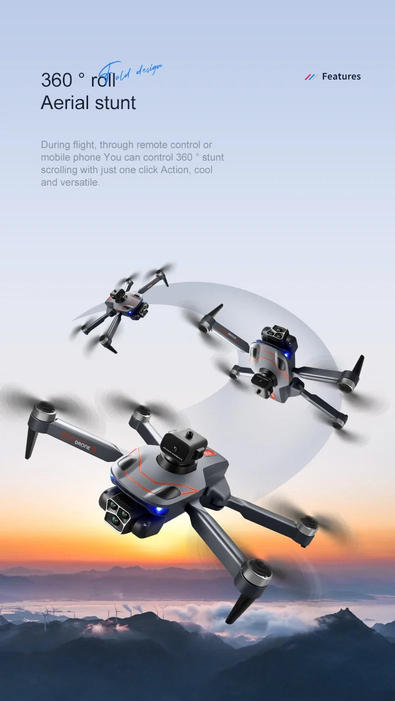 S115 Drone, aesigr 360 features aerial stunt during flight; through remote