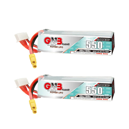 GaoNeng GNB 6S 22.2V 550mAh 90C/180C LiPo Battery, High-performance LiPo battery with XT30 plug for drone racing and aerial photography.