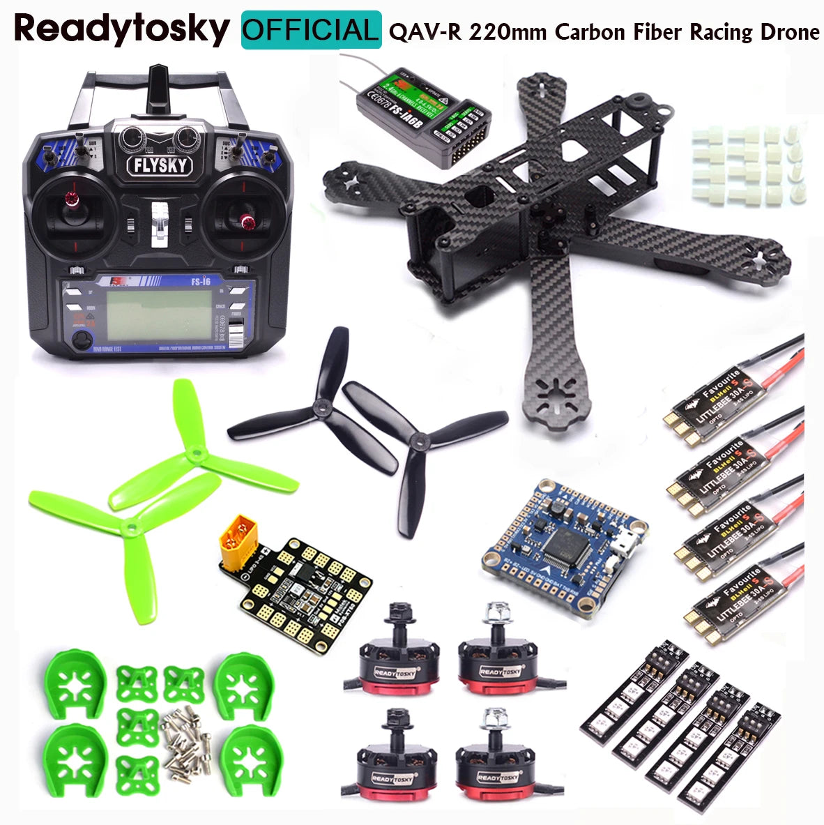 QAV-R 220mm 220 Carbon Fiber Racing Drone - F4 V3S Plus Flight Control RS2205 2300KV LittleBee 30A-S ESC BLHeli I6 Quadcopter 10 QAV-R 220mm 220 Carbon Fiber Racing Drone, Readytosky OFFICIAL QAV-R 220mm Carbon Fiber Racing Drone