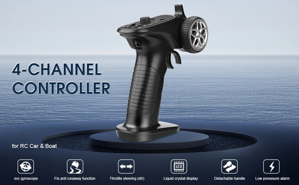 TX4 2.4GHz 4CH Radio System Transmitter Controller Remote Control w/ Receiver For RC Car Boat 13 4-CHANNEL CONTROLLER for RC Car & Boat LCD Svc