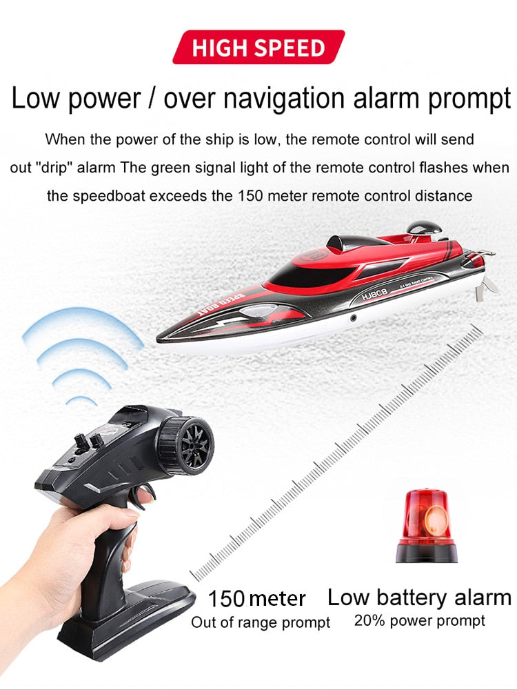 HJ808 RC Boat, high speed remote control sends out "drip" alarm when power of speedboat exceeds