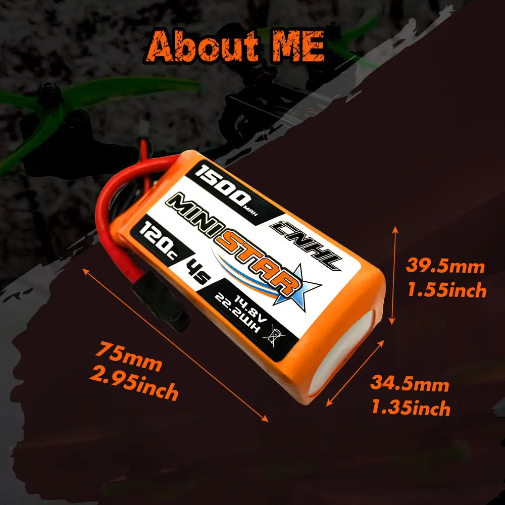 2PCS CNHL 14.8V Lipo 4S Battery for FPV Drone, ME 39.Smm 1.55inch 3 34.5mm 1.35inch TS0D