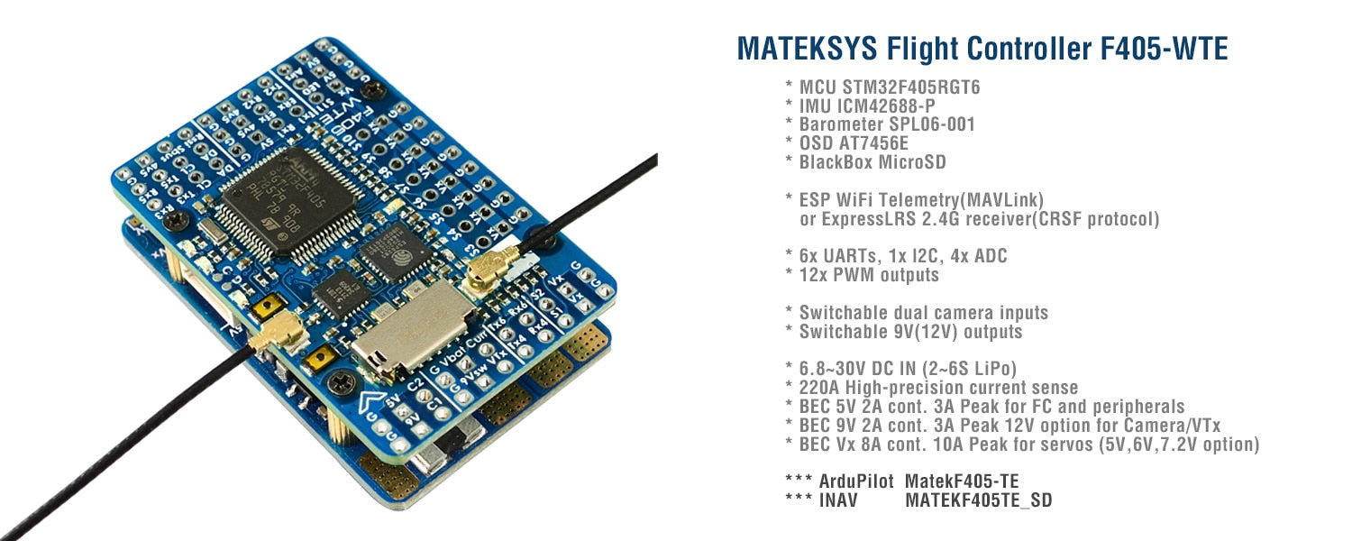 MATEK F405-WTE, MATEKSYS Flight Controller F4O5-WTE McU STM32FA