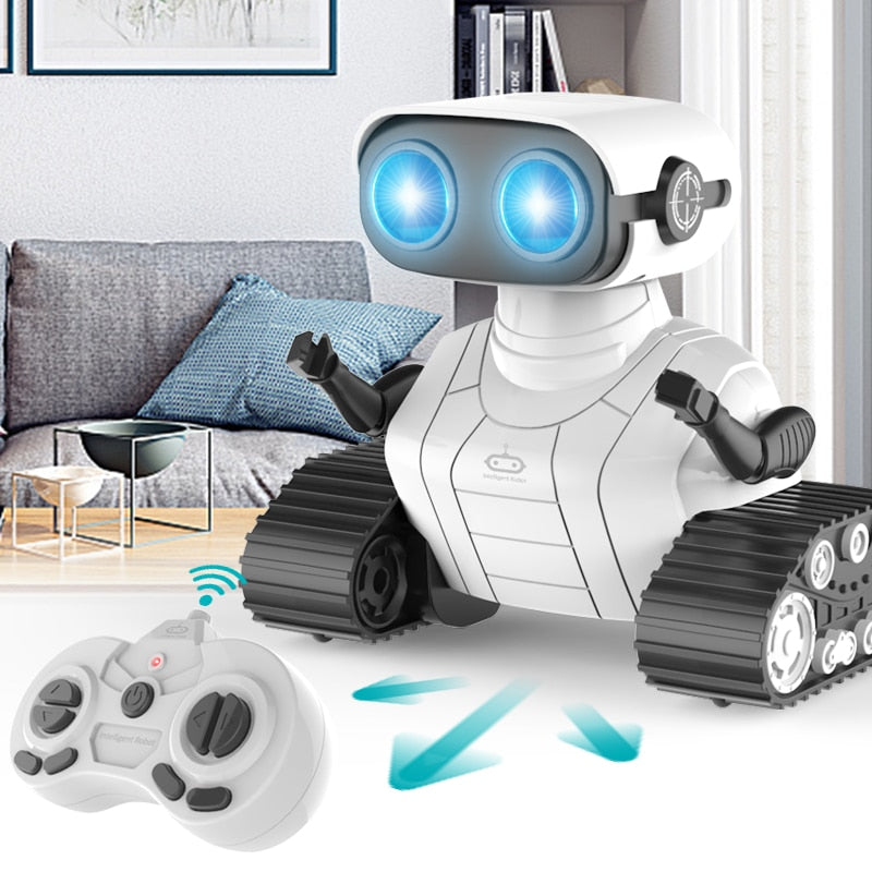 Robot Enfant Jouet, Jouets Robots Télécommandés Rechargeables，Avec Yeux  LED, Mus