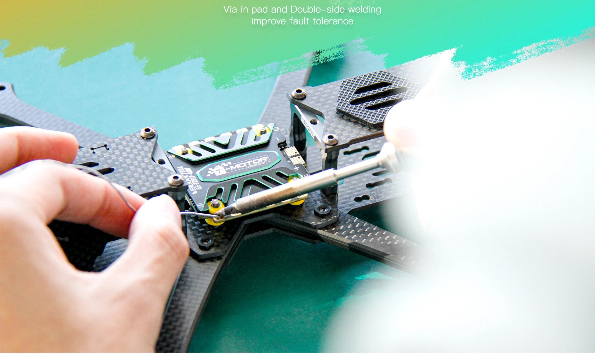 T-motor V50A 6S 4IN1 32BIT ESC. Double-side welding improve fault tolerance pad CU BFMP 55