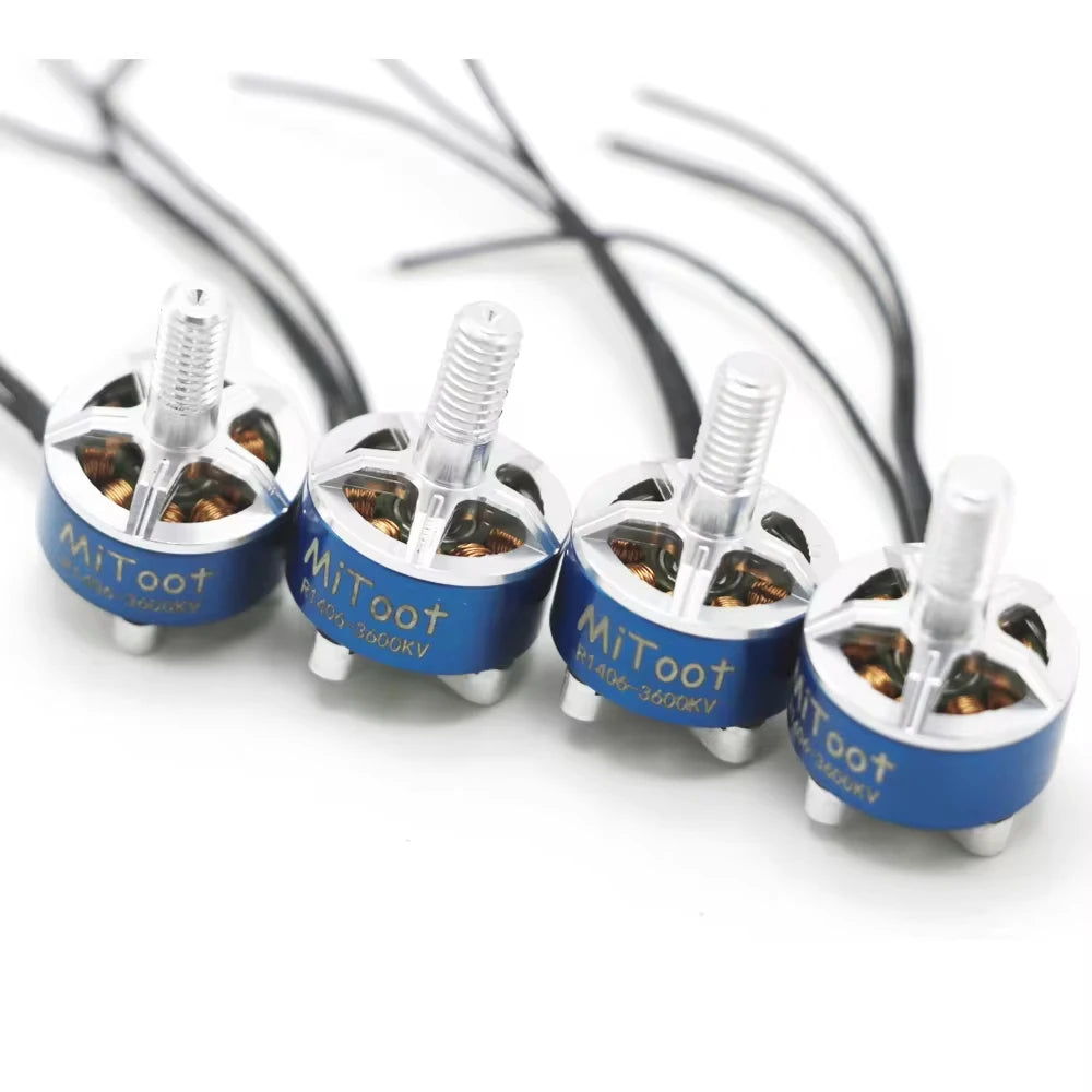 Mitoot R1406 1406 3600KV 2-4S Brushless Motor, Mitoot R1406 3600KV brushless motors are high-performance, lightweight options for FPV drones, offering efficient power and speed.