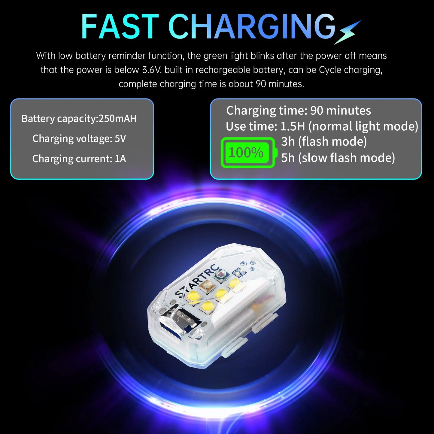 Lumière stroboscopique STARTRC pour drone, 6 LED, visibilité 5 km — Feux clignotants pour DJI Mini 4 Pro/Air 3/Mini 3/2/Air 2S