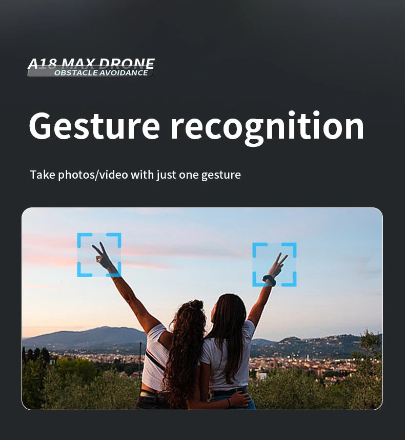 A18 MAX Drone - 4K HD Camera Brushless Motor FPV Aerial UAV Flow Positioning Obstacle Avoidance with Breathing Light RC Quadcopter 24 A18 MAX Drone, a1r maxdrone obstacle avoidance gesture recognition take photos