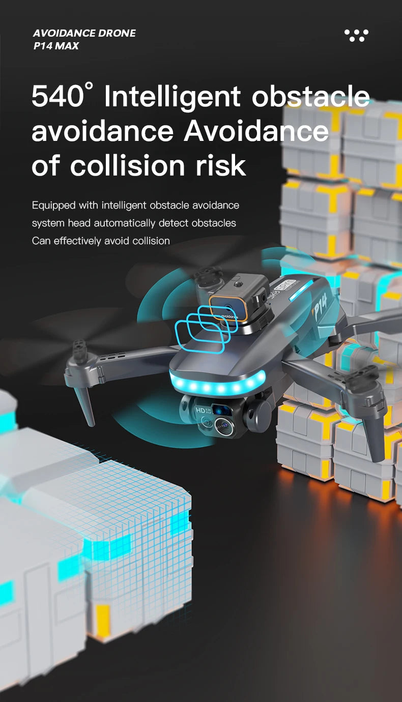P14 Drone, avoidance drone p14 max 540* intelligent obstacle avoidance