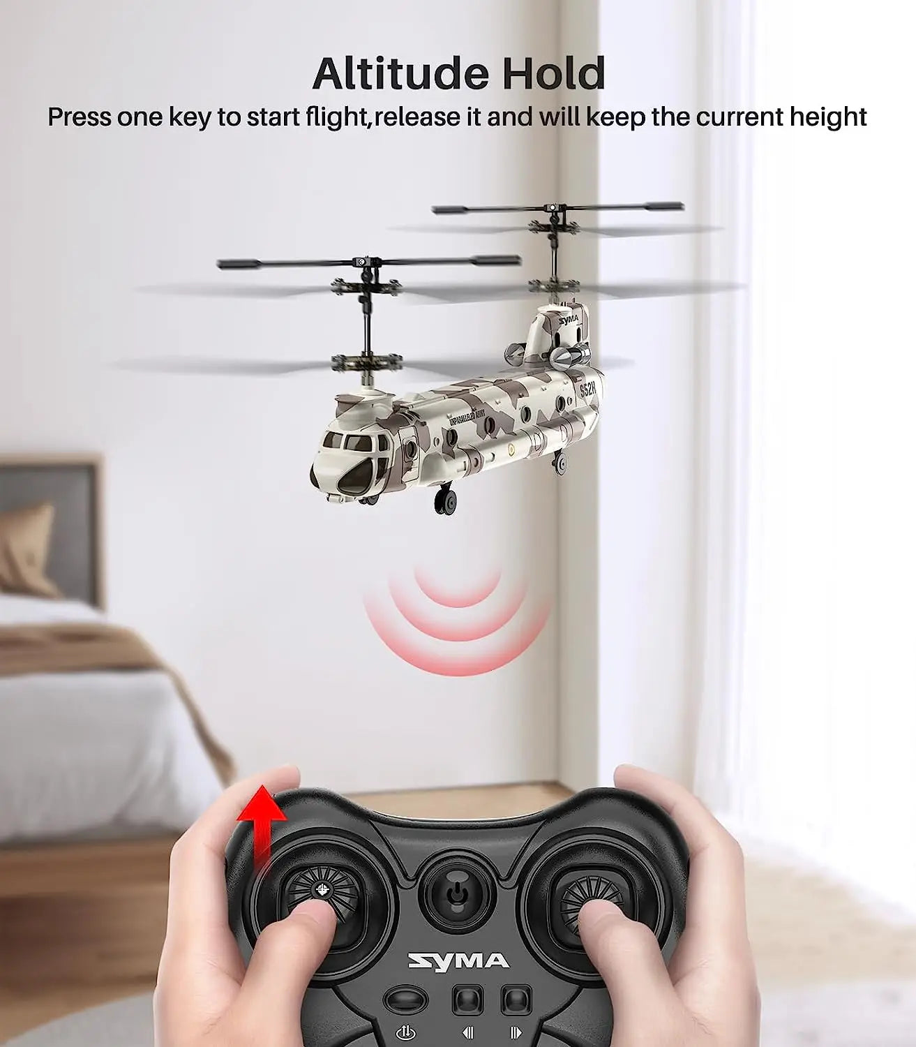 SYMA S52H Remote Control Helicopter, altitude hold press one to start flight,release it and will keep the current height S2