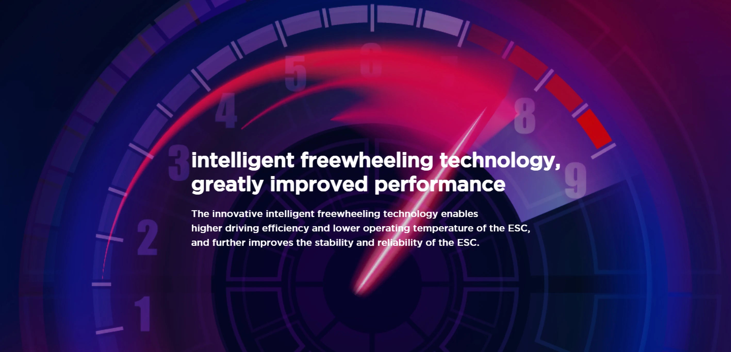 intelligent freewheeling technology enables higher driving efficiency and lower operating temperature of the ESC