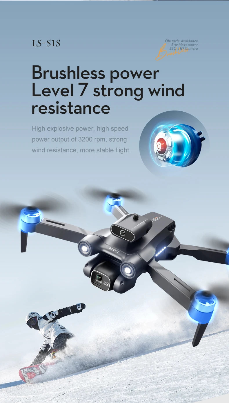 LSRC-S1S Drone - 2024 New RC Drone 145g 4K 8K HD Gimbal Anti-Shake Camera 360° Obstacle Avoidance One Key Takeoff Brushless Motor Quadcopter 21 LSRC-S1S Drone, high explosive power output of 3200 rpm, strong wind resistance