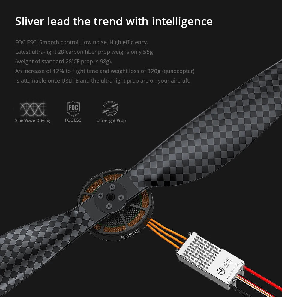 T-motor, latest ultra-light 28"carbon fiber prop weighs only (weight of standard 28"CF