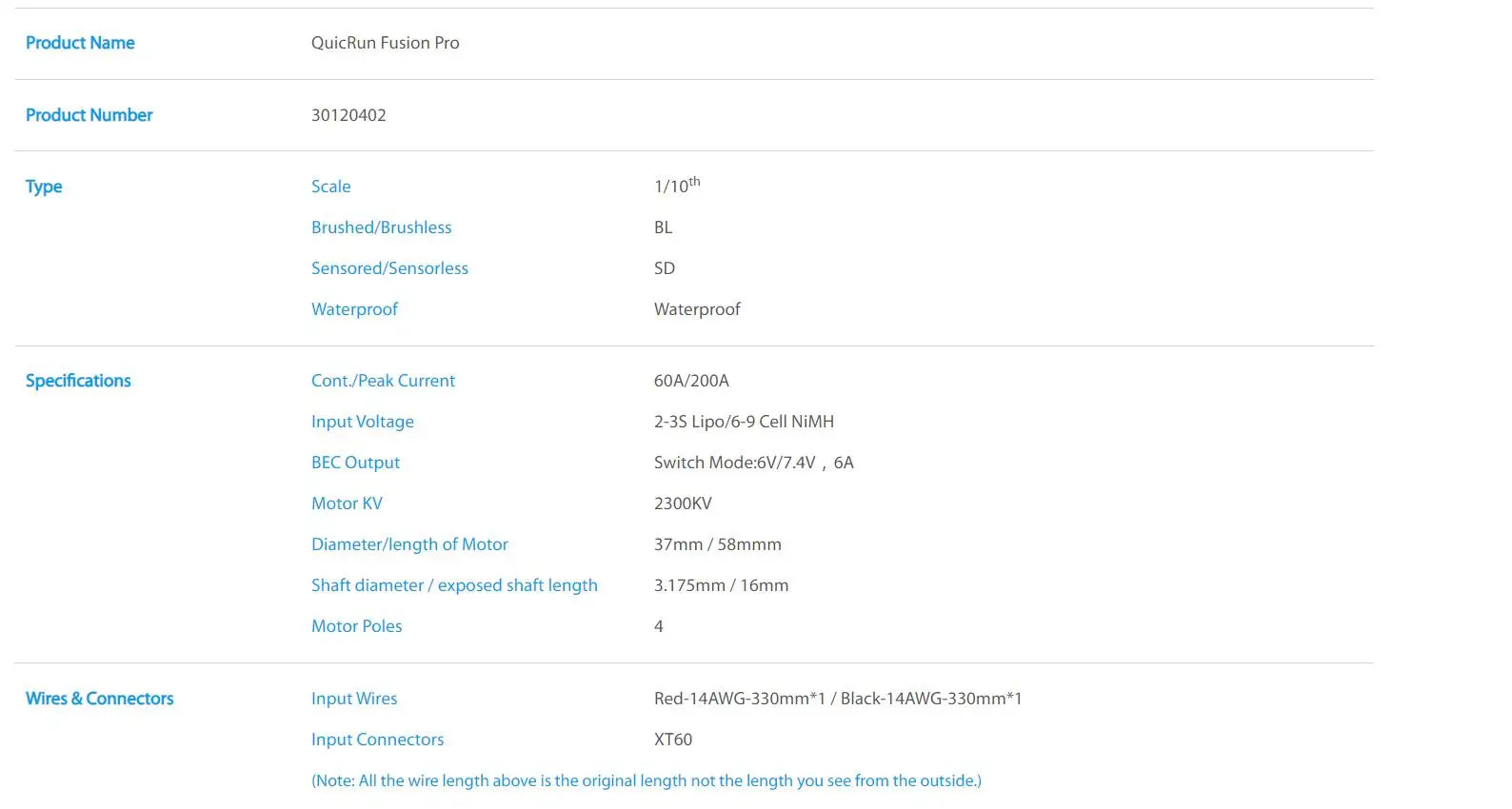 HobbyWing QuicRun Fusion Pro - 540 2300KV Brushless Sensory Motor Built In 60A ESC 2 in 1 for RC 1/10 Climbing Car 10 HobbyWing QuicRun Fusion Pro, QuicRun Fusion Product Number 30120402 Type Scale I/10th Brushed