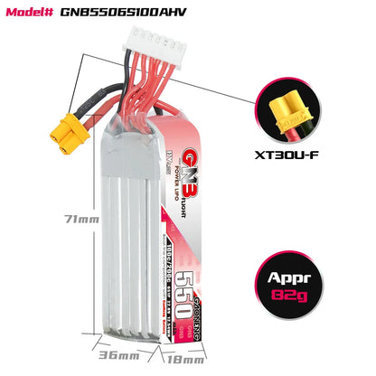 GaoNeng GNB 6S HV 22.8v 550mAh 200C Lipo Battery For FPV Drone