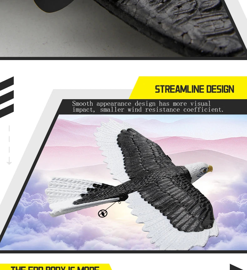 FX651 Simulation Wingspan Eagle Aircraft - 405mm 2.4G Radio Control Remote Control Glider Airplanem RC Foam Plane Toys for Children Boys 26 FX651 Simulation Wingspan Eagle Aircraft, STREAMLINE DESIGN Smooth appearance design has more visual impact . sia ler wind