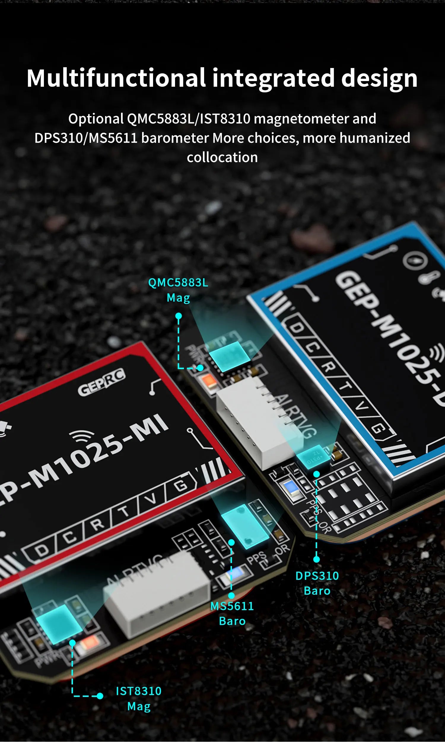 GEPRC GEP-M1025 Series - GPS, QMC5883L/IST8310 magnetometer and DPS31O/MS56