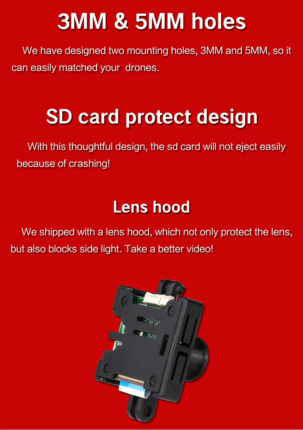 Hawkeye Firefly Nakedcam/Splite FPV Camera Drone, SD card protect design with thoughtful design, sd card won't eject easily
