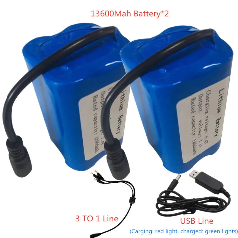 7.4V 13600Mah 6800Mah Battery, battery for t188 h18 C18 Bait Boat Battery Style7 :