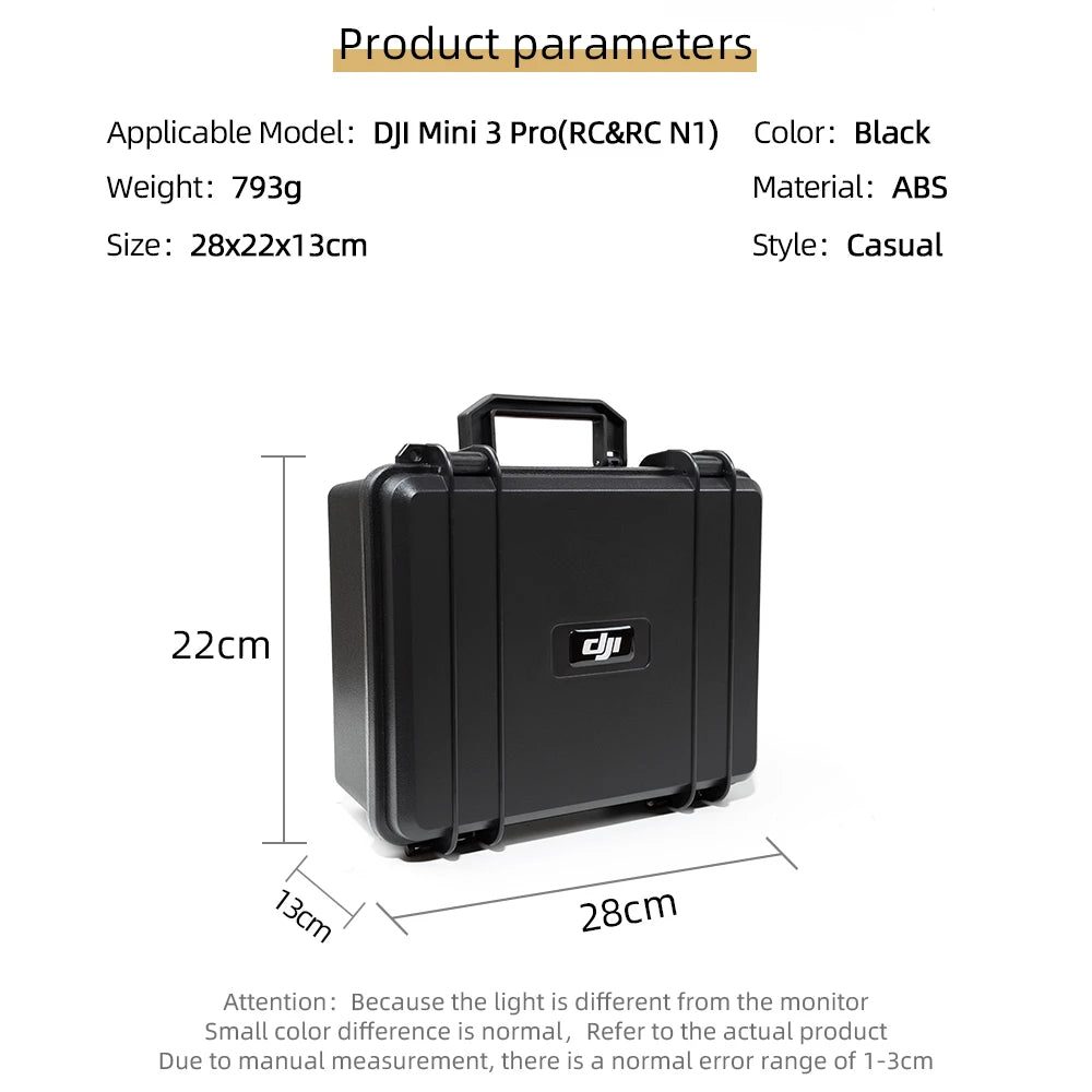 Mini 3 PRO Portable Suitcase Hard Case, DJI Mini 3 Pro(RC&RC NI) Color: Black Weight: 793