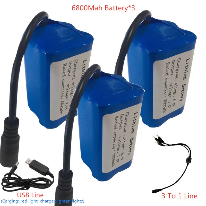 7.4V 13600Mah 6800Mah Battery, battery for t188 h18 C18 Bait Boat Battery Style7 :