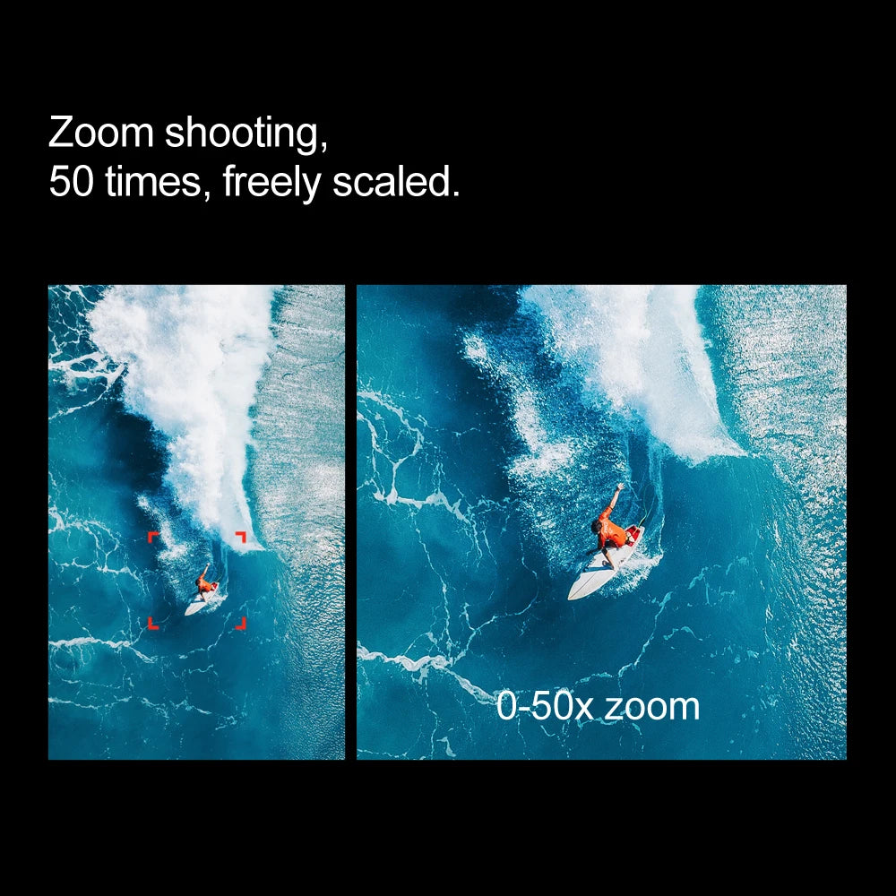 A16 PRO Drone, zoom shooting; 50 times; freely scaled: 0-50x