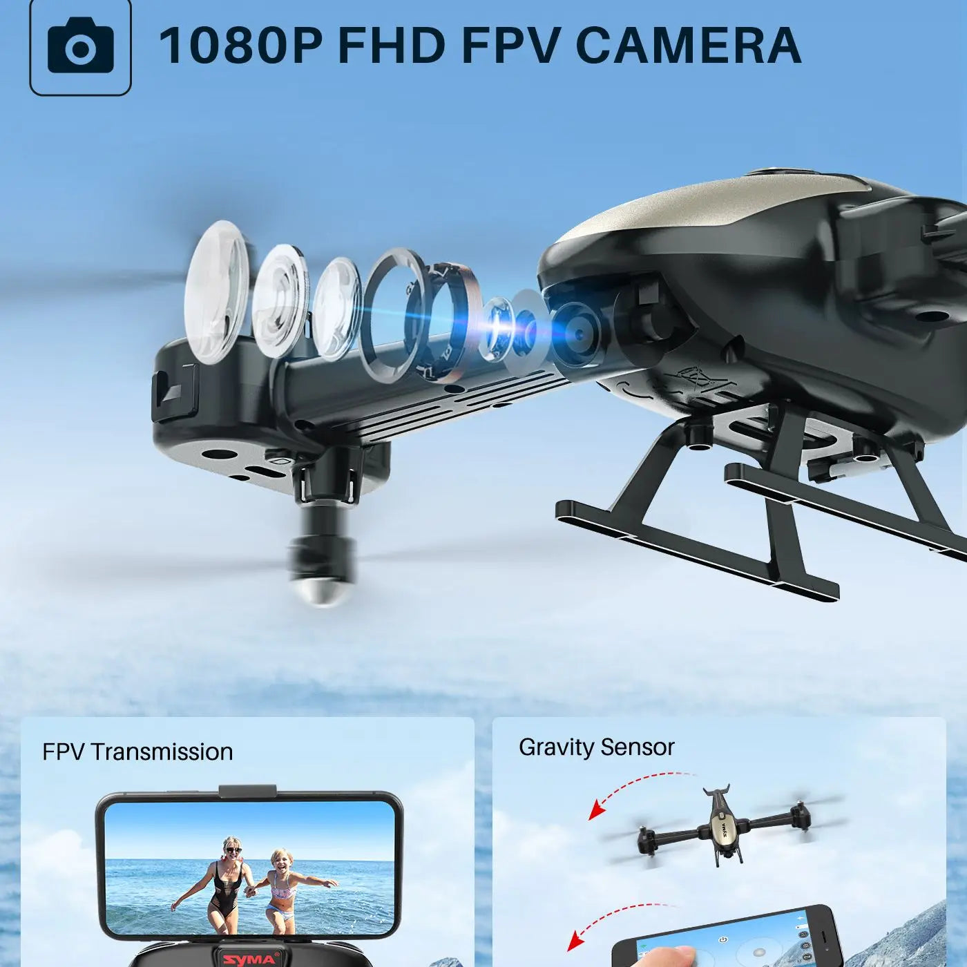 SYMA X700W RC Drone with Camera 1080P FPV Foldable Remote Control Helicopters Toys for Boys Altitude Hold Headless Mode 3D Flip 10 SYMA X700W RC Drone, Oongh P FPV Transmission Gravity Sensor SYMA N.