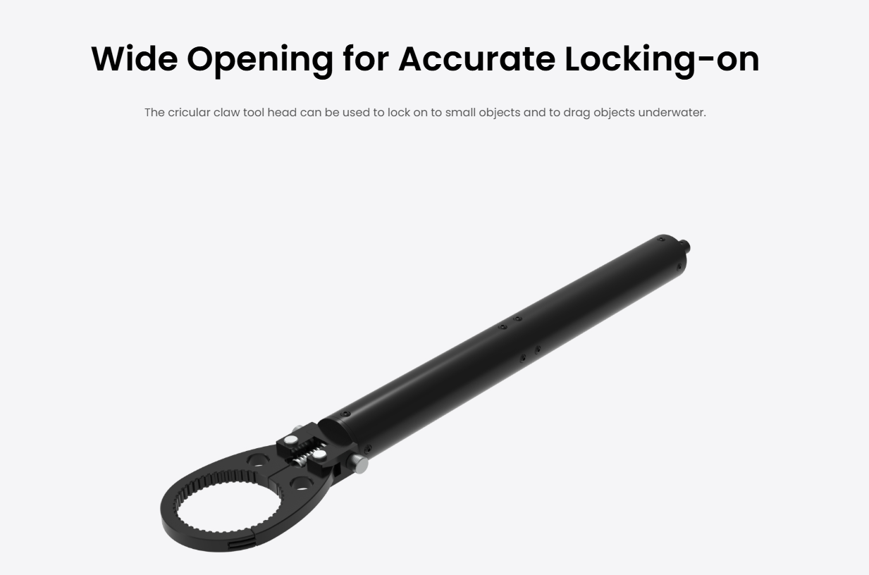 Wide opening circular claw for precise underwater locking and dragging