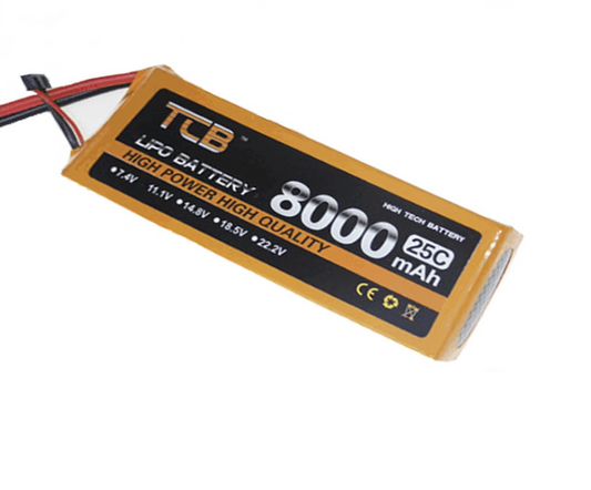 TCB 2S 3S 4S 5S 6S 7S 8S 8000mAh 25C LiPo акумулятор з роз'ємом XT60 для RC літаків, FPV дронів, гелікоптерів, автомобілів