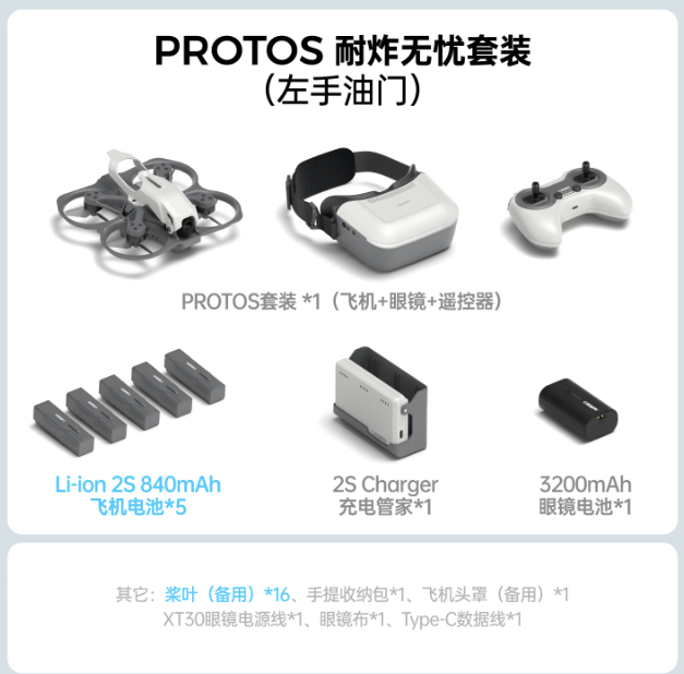 CaddxFPV Protos FPV Drone RTF Kit with Ascent Goggles, A-LINK ELRS Controller, 1080P/60 VTX, 2S Charger & Battery