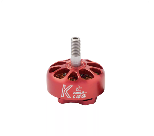 Flashhobby K2306.5 brushless DC motor with red vented aluminum bell and threaded propeller shaft