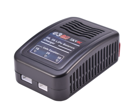 SKYRC E3 AC LiPo balance charger for 2S/3S packs with built-in balance ports and vented black case