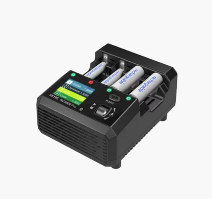 SkyRC NC3000 Pro Battery Charger, SkyRC NC3000 Pro NiCd/NiMH Battery Charger, SkyRC NC3000 Pro NiMH/NiCd battery charger with four AA slots, LCD display, and front control buttons