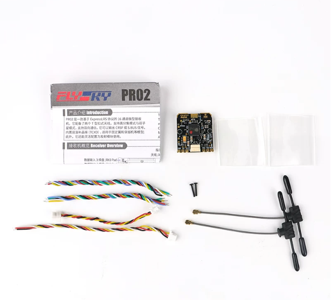 FLYSKY PR02 2.4GHz ELRS True Diversity Receiver 16CH Dual T Antenna 250mW Telemetry TCXO for FPV Drone