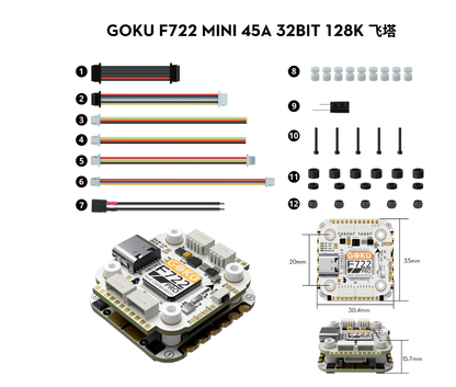 FLYWOO GOKU F722 PRO मिनी V2 20x20 फ्लाइट कंट्रोलर प्लग&Pले O4 / O4 प्रो, STM32F722, 16MB ब्लैकबॉक्स