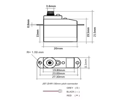 PES GH-S43D 4.3g Digital Micro Servo Plastic Gear Coreless Motor 3.6-4.8V for RC Airplane Glider Car