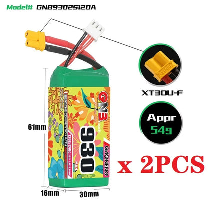 GaoNeng GNB 2S/3S/4S/6S 930mAh 120C/240C Lipo Battery For FPV Drone With XT30 Plug Battery