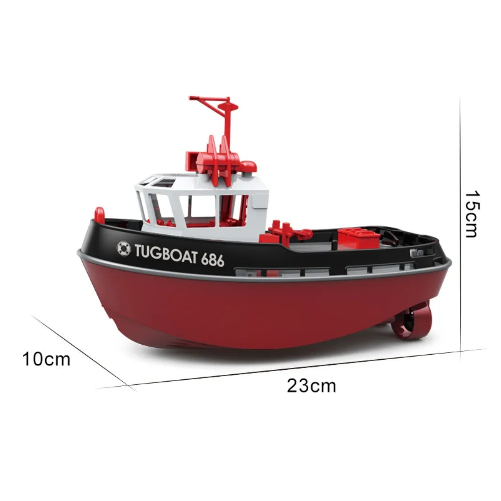 JIKEFUN 686 Remote Control Tugboat 1:72 RC Boat, 2.4G Dual Motor, 50m Range, 3.7v 600mAh, 15min RTR