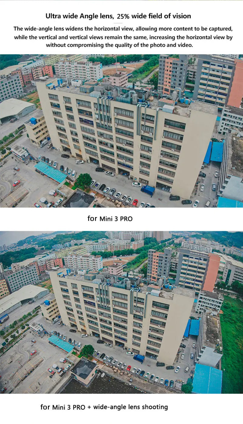 Wide-Angle lens Filter for DJI Mini 3 Pro - External Filter Shooting widescreen augmented high-definition lens Drone Accessories 12 Wide-Angle lens Filter for DJI Mini 3 Pro, wide-angle lens widens the horizontal view, allowing more content to be captured