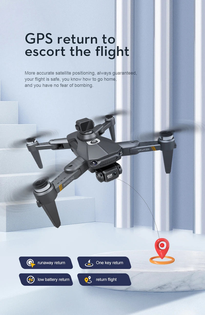 XYRC K80 PRO MAX GPS Drone - 4K Professional 8K Dual HD Camera Laser Obstacle Avoidance Brushless Folding Quadcopter RC Helicopter 37 XYRC K80 PRO MAX GPS Drone, gps return to escort the flight more accurate