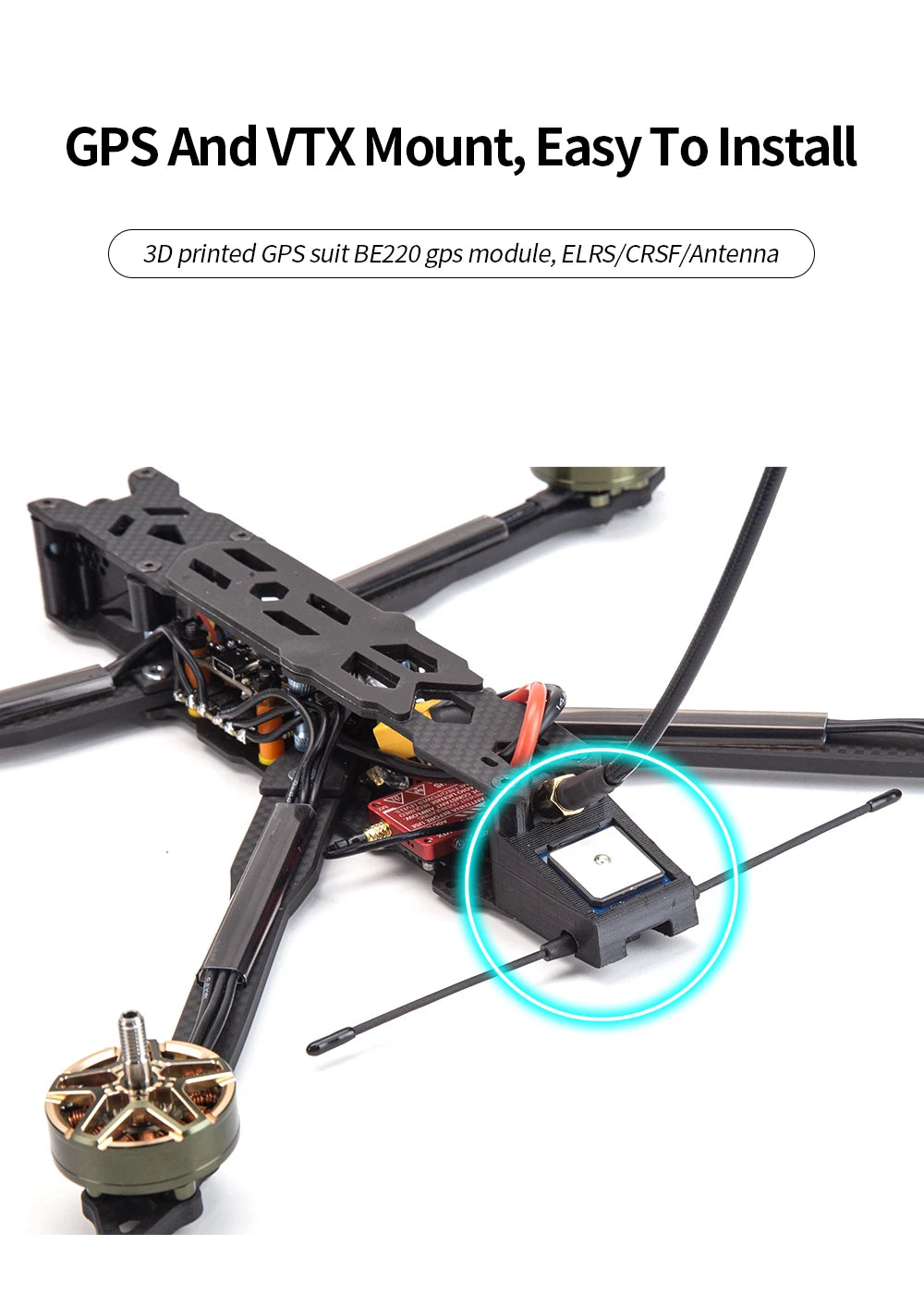 ATOMRC Insight7 - BLS 45A 6S 4IN1 ESC 2806.5 1350kv Motor BE220 GPS Long Range Light Weight Long Range FPV Racing Drone 14 ATOMRC Insight7, GPS And VTX Mount; Easy To Install 3D printed GPS suit BE22O