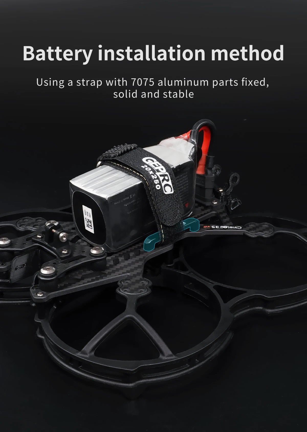 battery installation method Using a strap with 7075 aluminum parts fixed, solid and stable