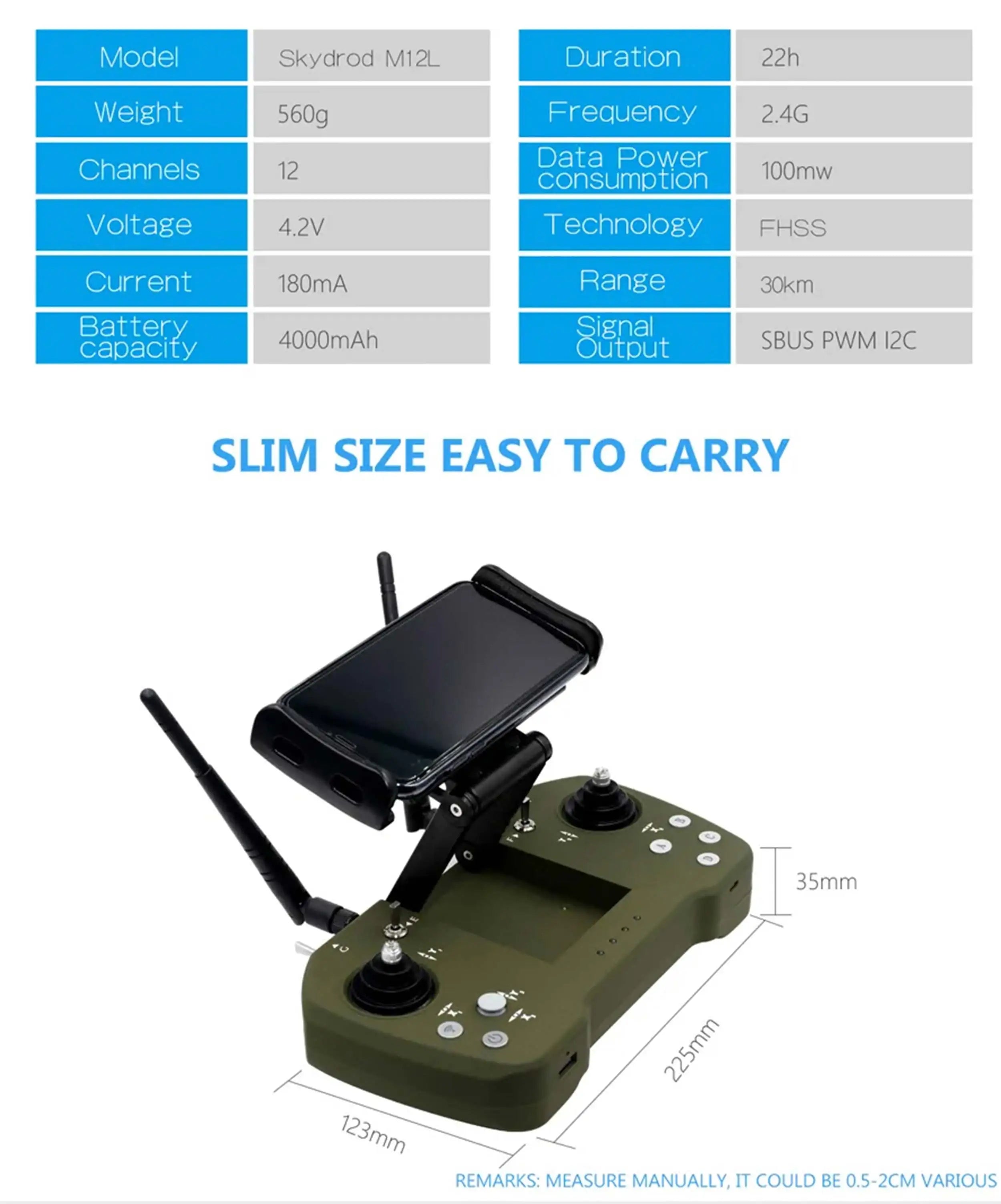 Skydroid M12L, Professional UAV digital radio system with 30-60km range, 22 hour battery life.