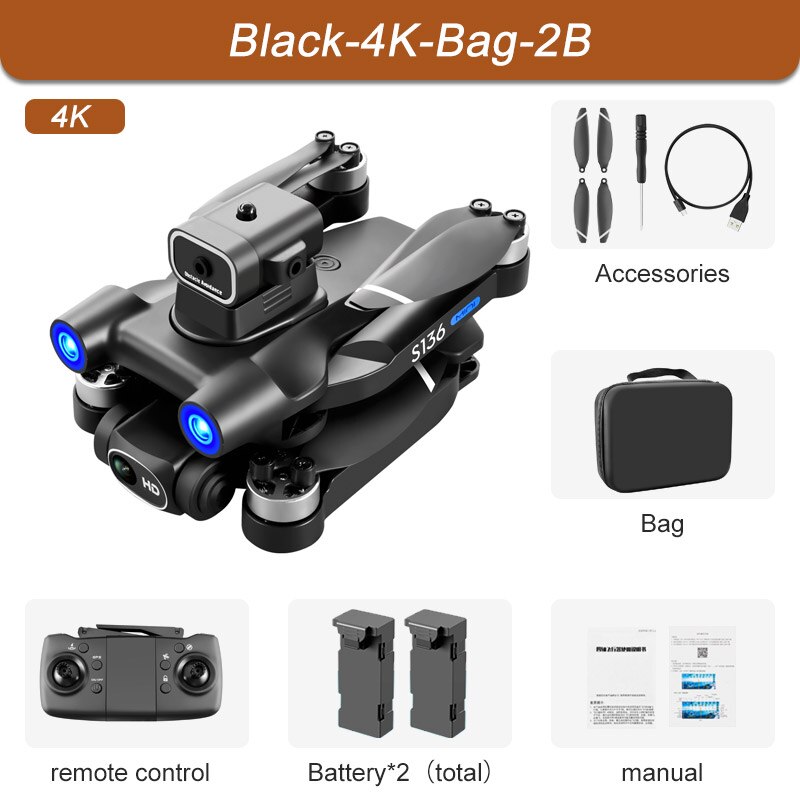 S136 GPS Drone, Black-4K-Bag-2B 4K Accessories remote control