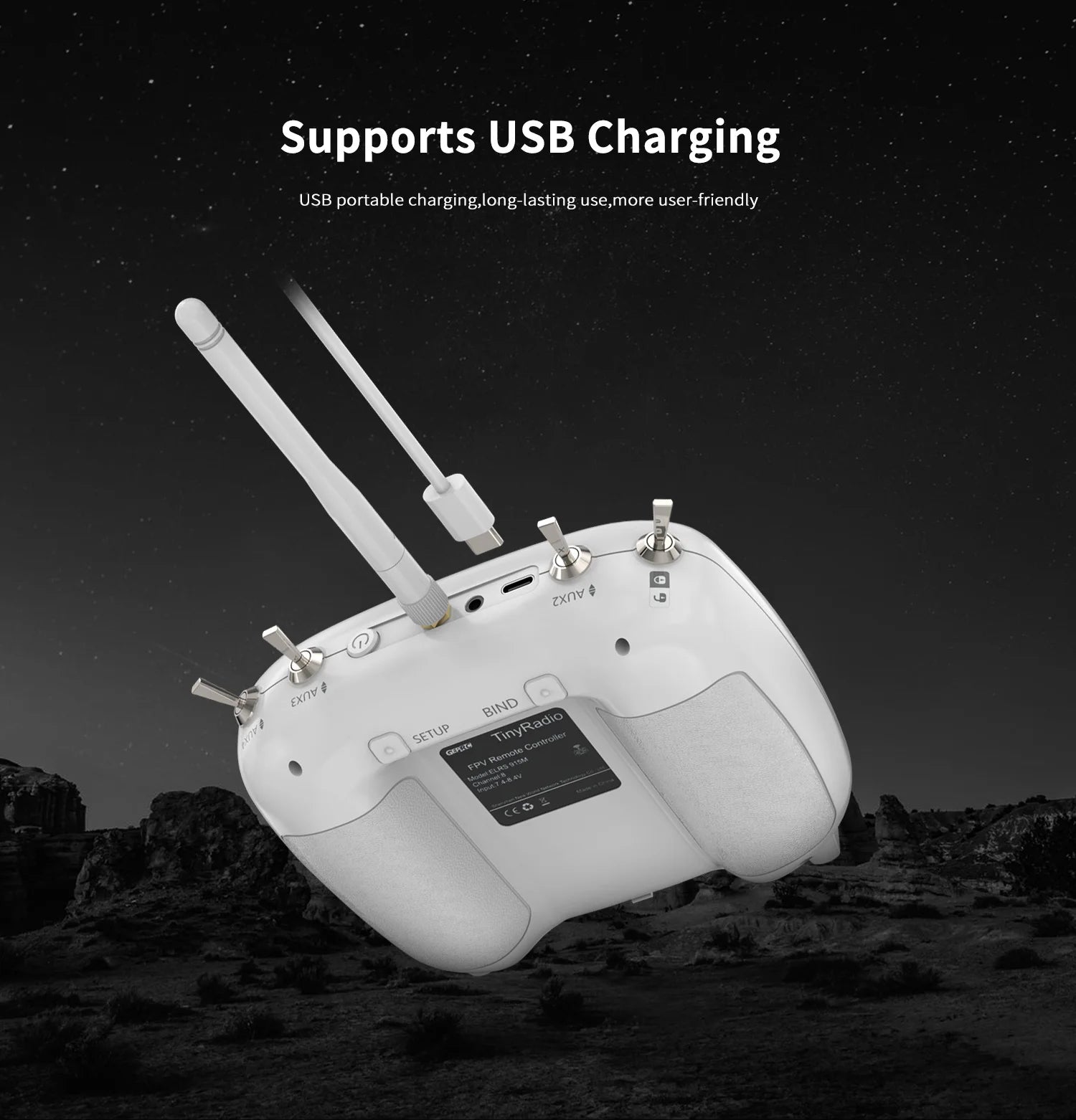 GEPRC TinyRadio ELRS Remote Controller, Supports USB Charging USB portable charging,long-lasting use,more user-friendly