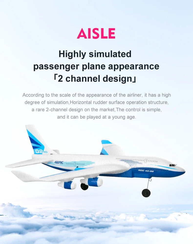 G2 RC airliner Glider, according to the scale of the appearance of the airliner , it has a high degree