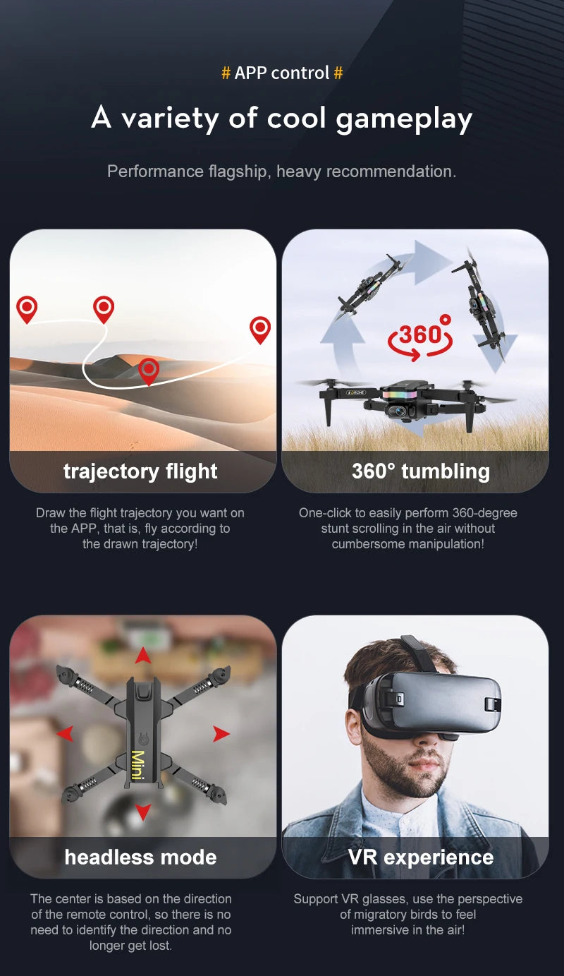 XT8 RC Mini Drone - 2024 New 4K Dual HD Camera Video Shooting Led Drone Quadcopter with FPV One-Key Return Toys for Kids Gift 35 XT8 RC Mini Drone, app control a variety of cool gameplay performance flagship, heavy recommendation