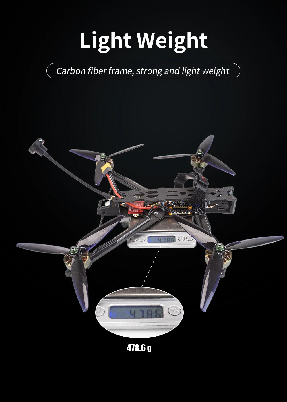 ATOMRC Insight7 - BLS 45A 6S 4IN1 ESC 2806.5 1350kv Motor BE220 GPS Long Range Light Weight Long Range FPV Racing Drone 11 ATOMRC Insight7, Carbon fiber frame, strong and light weight 4lbb 4786 478.6