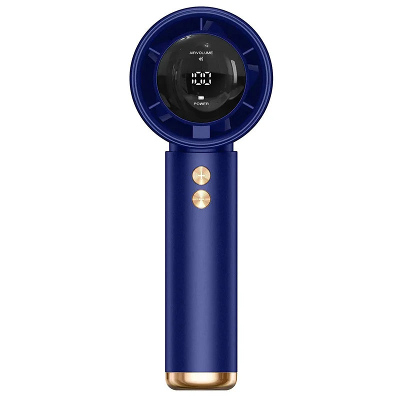 Portable Handheld Turbo Fan Air Cooler LED Display USB Rechargeable High-Speed Mini Electric Fan Quiet Cooling for Outdoor