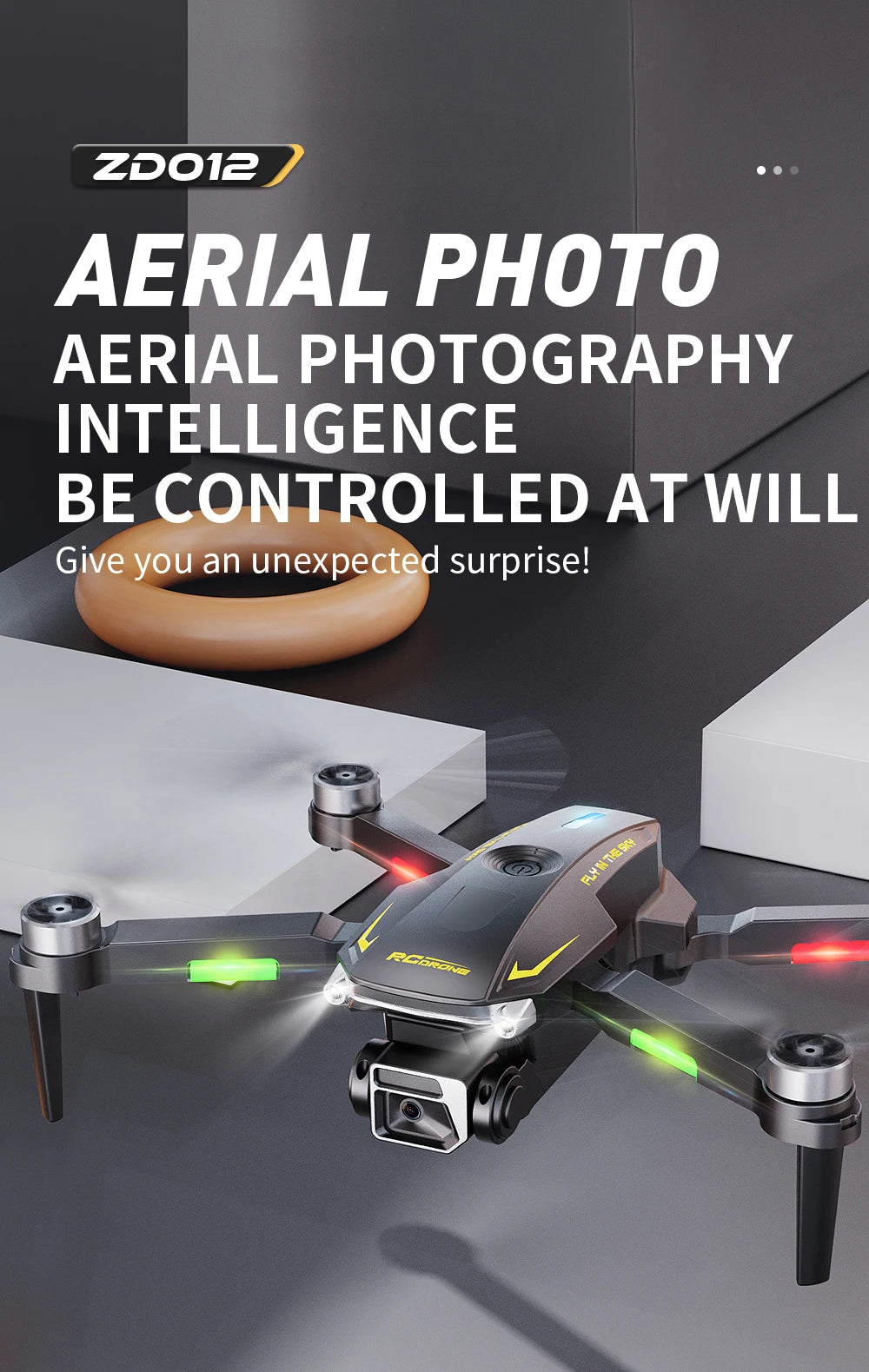 Experience aerial photography with ZD012 Drone 1080P dual camera mini drone, ideal for beginners, offering real-time video transmission and intelligent flight modes.